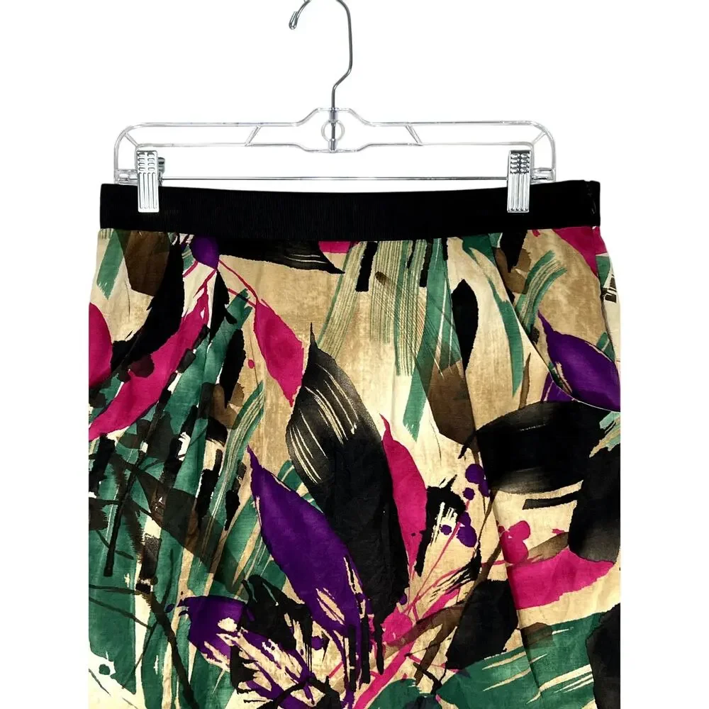 Ann Taylor Brown Black Green Purple Pink To Knee A-line Lightweight Skirt Size 8
